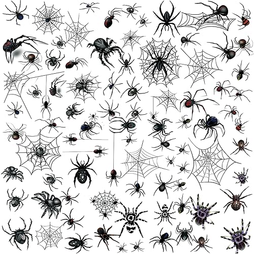 Halloween Spider Web Temporary Tattoos Kit 80+ PCS for Kids & Adults - Variation: Spider Web