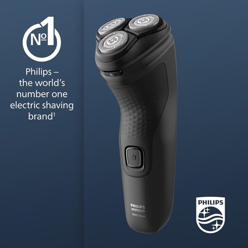 Philips Norelco Shaver 1100 Series - Dry Electric Shaver with 27 ComfortCut Blades | 4D Floating Heads, Deep Black