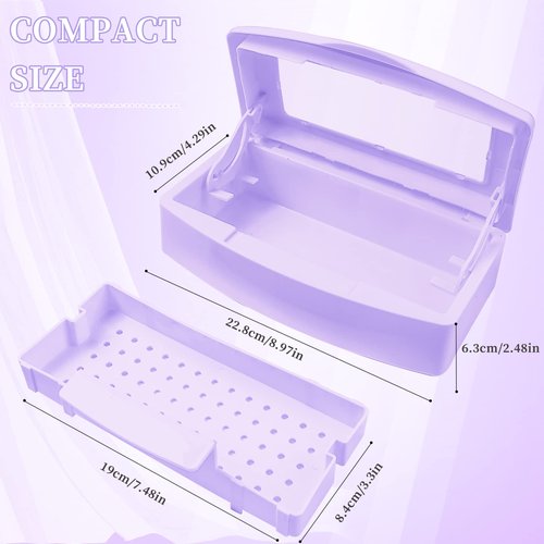 BOMOQING Nail Tool Sterilizer Box, Plastic Sterilizing Tray, Plastic Clean Sterilizing Box Storage Organizer for Nail, Tweezers, Eyelash Extensions, Hair Salon, Spa & Cutter Manicure Equipment(Purple)