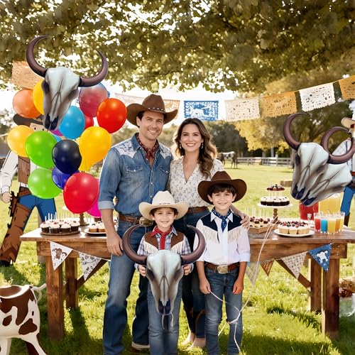 4PCS Western Long Horn Cow Balloon Set - Wild West Cowboy Party Decorations