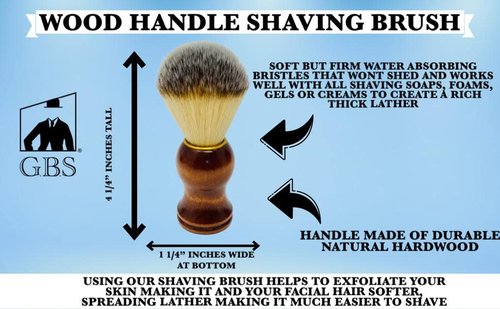 G.B.S GENTS Men's Classic Wooden Shaving Set Shaving Brush with Wooden Stand And 3.5 Inches Diameter Shaving Soap Bowl