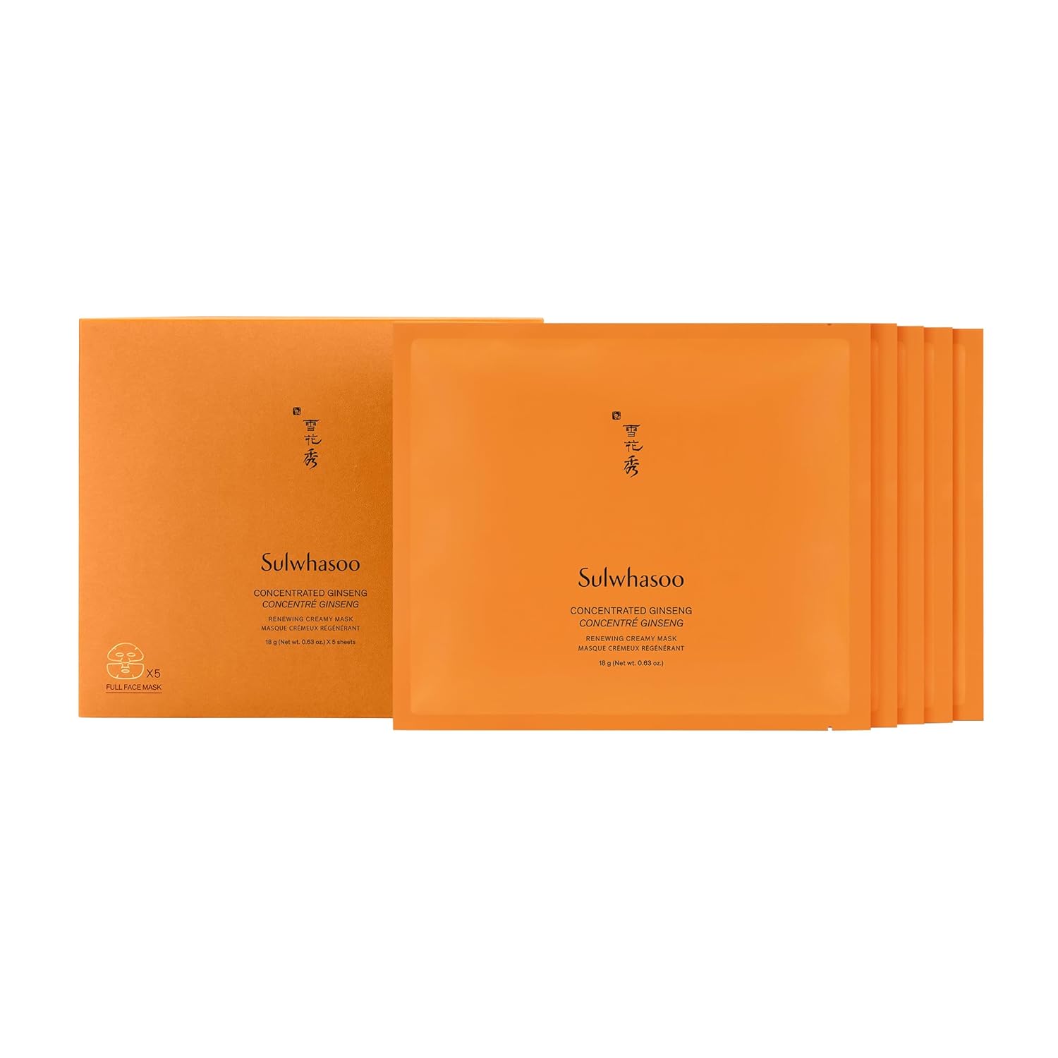 Sulwhasoo Concentrated Ginseng Renewing Sheet Mask - Korean Anti-Aging Formula for Wrinkles & Firmness | Nourishing Hydration with Ginseng & Peptides