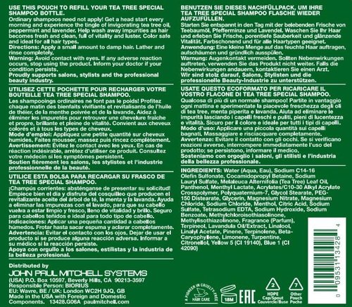 Tea Tree Special Shampoo - Deep Cleansing Formula in Aluminum Bottle & Refill Pouch | 16.9 oz + 33.8 fl oz
