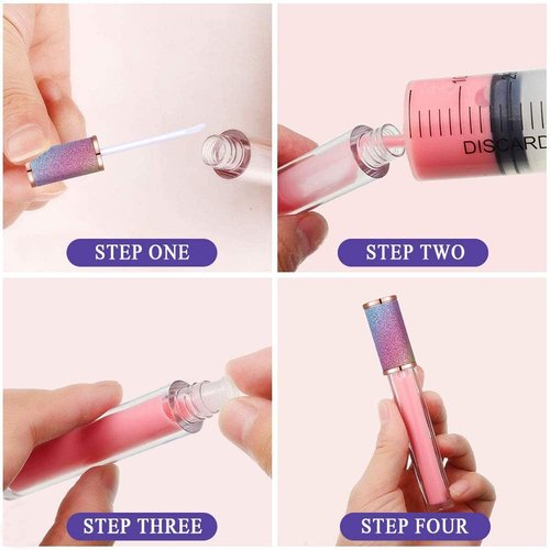 AMORIX 6pcs Lip Gloss Tubes with Wand 5ml Empty Rhinestone Lip Gloss Containers Cute Lipgloss Bottles Crystal Lip Gloss Supplies Kit with Syringe for DIY Lip Gloss Base