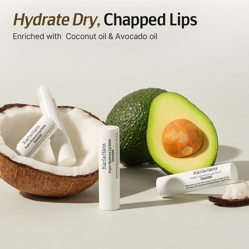 Karl&Hans Super Moisturizing Lip Balm - Unscented Coconut & Avocado Oil for Dry Lip Repair - 1 Count