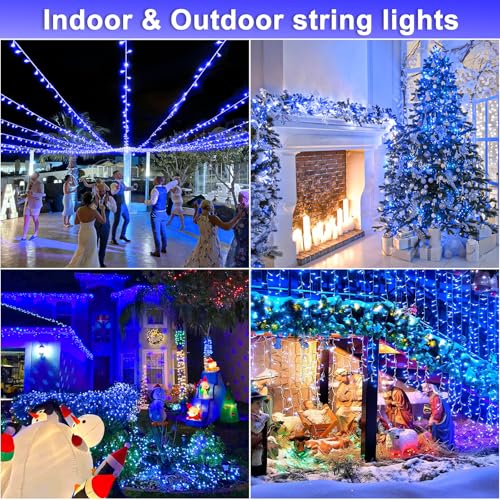 Outdoor Blue 131FT 400 LED String Lights with Extension & 8 Modes