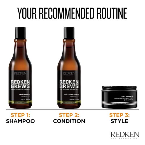 Redken Brews Daily Shampoo For Men - Lightweight Hydrating Cleanser For All Hair Types | 33.8 Fl Oz