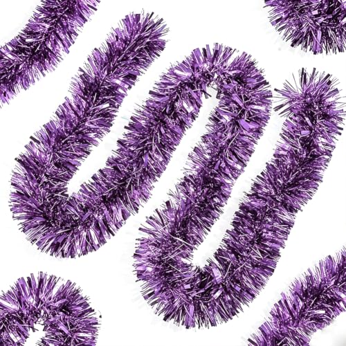 Lilac 33Ft Christmas Garland Decorations Tinsel Streamers for Holiday Home Decor