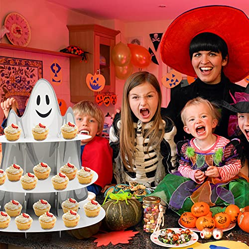 Ghost 3-Tier Halloween Cupcake Stand Tower Cake Display Dessert Tree for Halloween Party