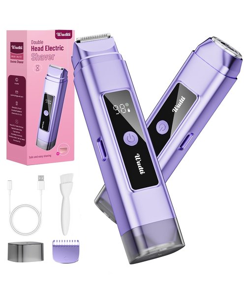 Dynooper Bikini Trimmer for Women Electric Razors, Electric Razor 2 in 1 Shaver Pubic Hair, LED Display with IPX7 Waterproof - Rechargeable Lady Trimmer for Underarm Body Leg Face - Cobalt Blue