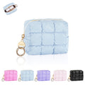 Playexen Puffy Mini Makeup Bag, Cute Quilted Small Cosmetic Bag for Purse, Portable Travel Makeup Pouch for Lipsticks, Chapsticks, Earphone, Credit Card, Birthday/Wedding/Christmas Gifts (Blue)