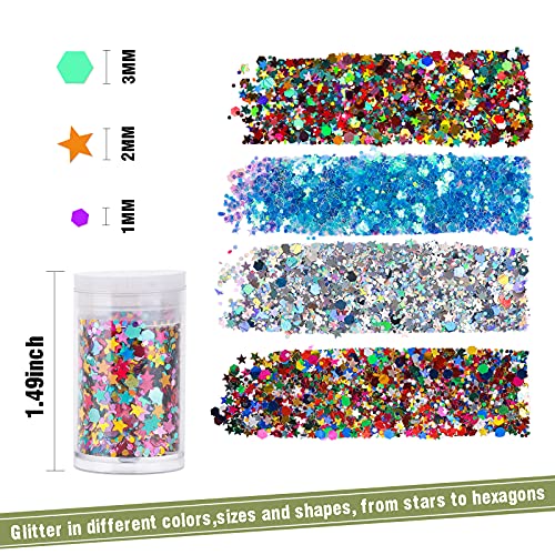 Star Variation Chunky Nail & Body Glitter Set - 32 Colors with Stars