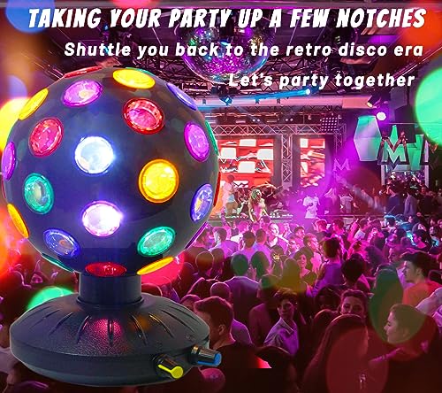 6 Inch Rotating Disco Ball Light with Adjustable Brightness and Speed - Party, DJ, Club Decor