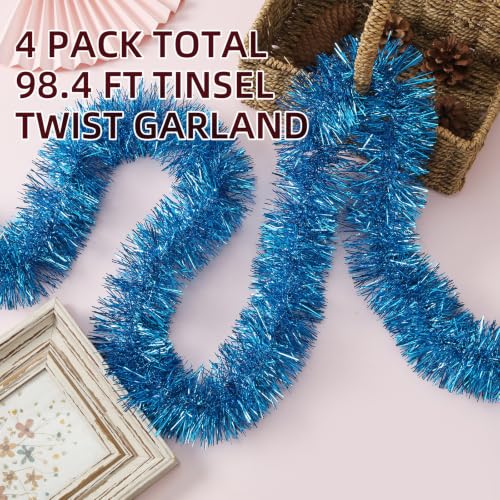 Teal Blue Foil Tinsel Garland - Christmas & Party Decoration 100 Feet