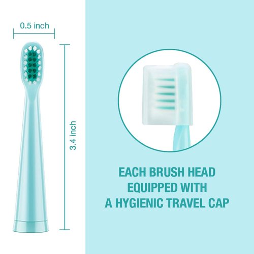 Vekkia Dragon Lord Kids Electric Toothbrush Replacement Heads, Soft 3D Curved Bristles, Blue, 10-Pack