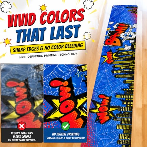 Blue Spider Web Table Runner Halloween Superhero Party Decor 13x72 Inches
