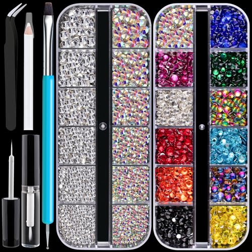 Colorful Face Gems Makeup Set AB & Clear Multicolored Crystals with Tools