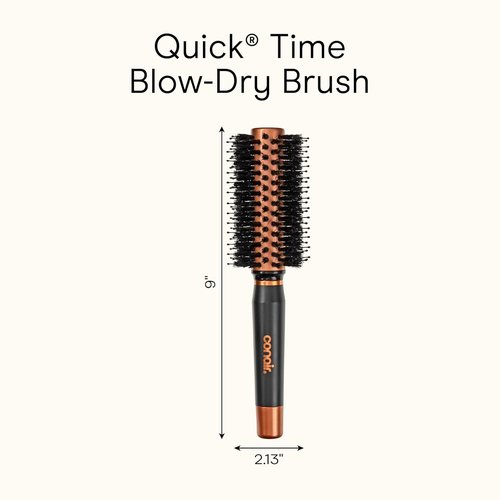 Conair Quick Dry Copper Round Hair Brush - Fast Blow Drying & Voluminous Styles | Nylon & Boar Bristles