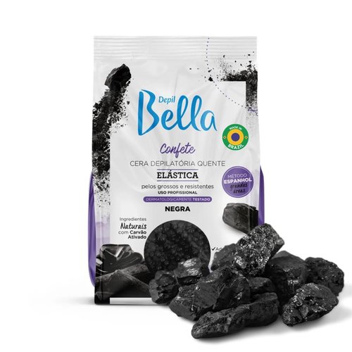 Depil Bella Black Elastic Confetti Hard Wax Beads - Low Melting, Deodorizing Formula for Smooth Hair Removal | Perfect for Thick and Coarse Hair, 2.2 lbs