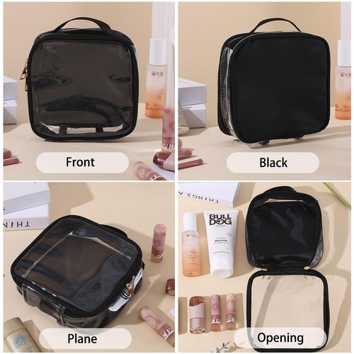 FFpaw Small Clear Makeup Bag, Nylon Mini Cosmetic Bag Small Makeup Bag for Purse TSA Approved Travel Toiletry Bags with Zipper Cute Organizer Car Organizer Bag for Women Girls