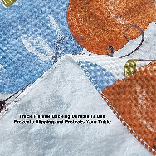 Newbridge Blue Pumpkin Thanksgiving Vinyl Tablecloth 52 x 70 Inch Rectangular - Hampstead Farm Variation