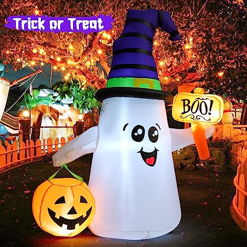 5 FT Outdoor Inflatable Ghost Halloween Decoration with Pump & LEDs