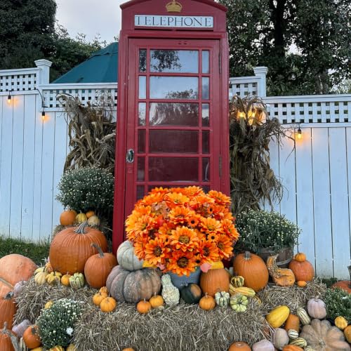 Fall Sunflower & Mums Artificial Bouquet Set - 4 Bundles Autumn Decor for Indoor & Outdoor