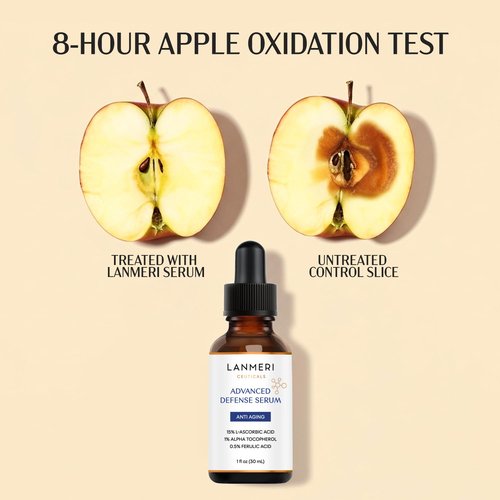 Lanmeri Ceuticals 15% Vitamin C + E + Ferulic Serum: Advanced Antioxidant Defense Formula with 1% Vitamin E & 0.5% Ferulic Acid – High-Stability Vitamin C Serum (1 fl oz)