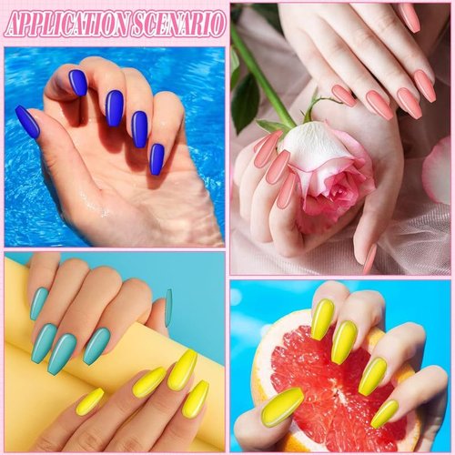 Maitys 720 Pieces 30 Sets Medium Square False Nails Artificial Ballerina Glossy Press on Nails Solid Color Coffin Fingernail for Women Girls Accessories(Retro Colors)