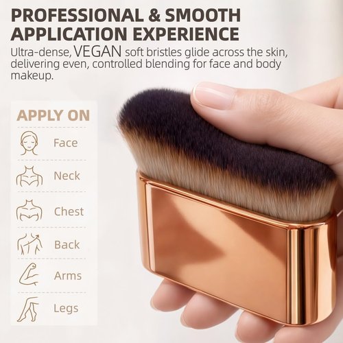 Self Tanner Brush, Kabuki Body Brush & Foundation Brush for Body Makeup, Professional Self Tanning Applicator for Legs, Arms, Face & Neck Even, Streak-Free Coverage for Liquid, Cream & Powder