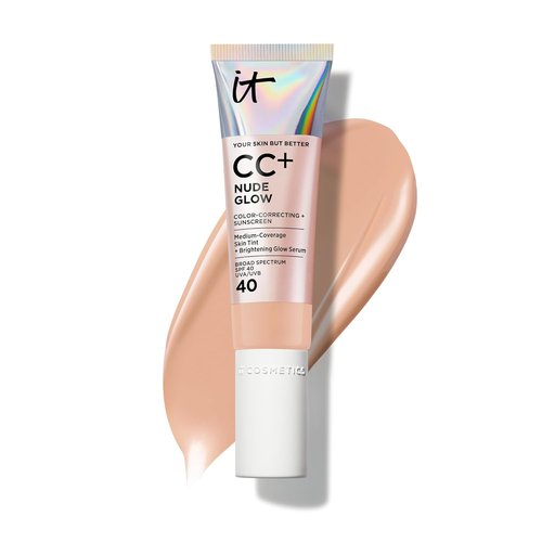 IT Cosmetics CC+ Nude Glow Foundation | Medium Coverage SPF 40 with 2% Niacinamide & Hyaluronic Acid - 1.08 fl oz
