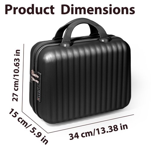 JZRTravel 14 Inch Makeup Train Case with Lock Hard Shell Cosmetic Travel Case w Elastic Strap, ABS Portable Toiletry Bag for Toiletries Make up Storage Case Gift for Women Adult