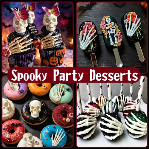 Halloween Skeleton Hand & Skull Cake Mold Set - 6 Pcs Pink Variation