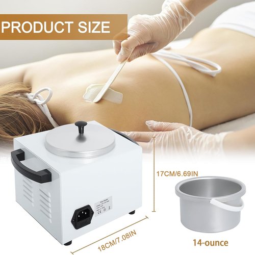 Podoy Wax Warmer for Hair Removal, Professional Single Wax Warmer Pot Melter Heater with Adjustable Temperature Set, Home Spa & Salon Electric Waxing Machine with 200pcs Sticks