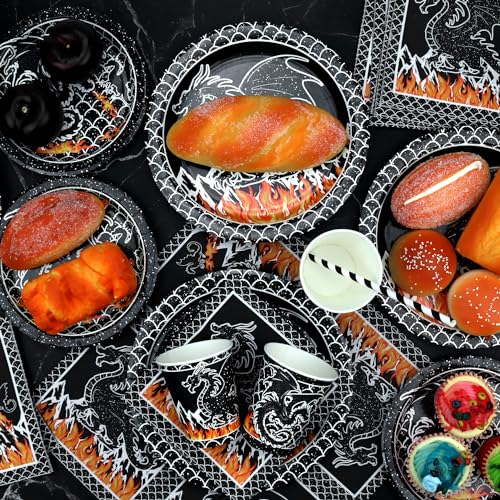Dragon Birthday Party Supplies Serves 40 - Plates Cups Napkins & Tablecloths