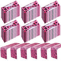 Pink Leopard Print Stretch Chair Sash Set with 6 Table Runners - Elegant Banquet Decoration