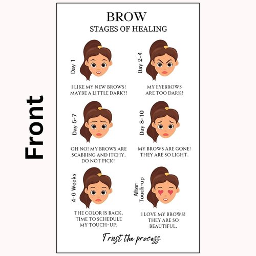 PMU Permanent Makeup Eyebrow Aftercare Card | 50 packk 2 x 3.5 Inch business card size | Tattoo Aftercare for Brow Microblading Ombre and Lip Blush