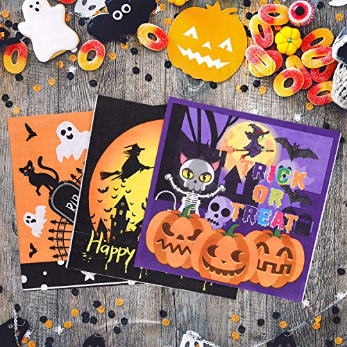 Halloween Party Napkins - 60 Pack 13x13 Inch Disposable Paper Cocktail Napkins