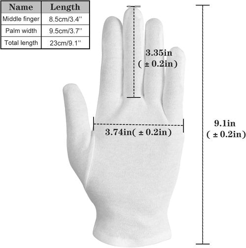 100% Cotton Gloves, 3 Pairs White Cotton Gloves for Women Dry Hands Eczema Serving - Archival Coin Jewelry Inspection Gloves(3 Pairs)