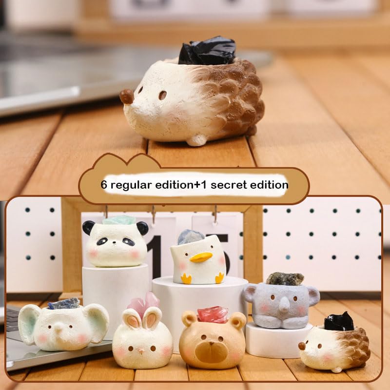 Crystal Friends Surprise Box Figures Set - Animal Cup with Crystals, Diffuser, Random Design, Whole Collection (6 Boxes)