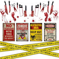 Halloween Caution Tape Roll 30 Feet with Warning Signs - Indoor Outdoor Haunted House Decor