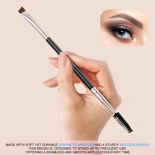 KINGMAS Eyebrow Brush - Professional Duo Angled Brush for Lining & Shaping Brows | Black