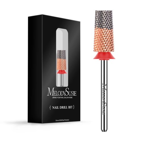 MelodySusie Tapered Barrel Nail Drill Bits, 3/32'' Carbide Tungsten Bits, Suitable for Manicure Pedicure Cuticle Gel Polishing, Technicians Bits, Silver & Rose Gold, Series Bit-S, Extra Fine