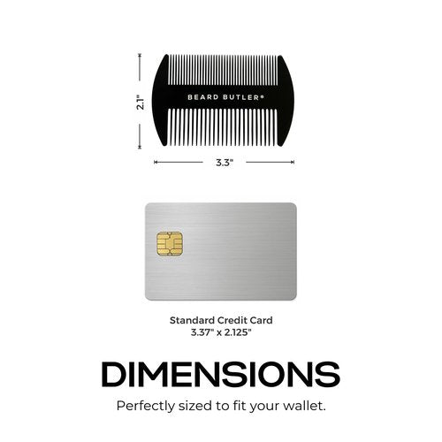 Beard Butler® 'The Original' Metal Wallet Comb – Slim Credit Card Beard & Mustache Comb for Men – Portable Stainless Steel – Fits in Wallet or Pocket – Perfect Beard Gift - Black