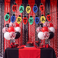 Spooky Black and Red Party Decorations Set with Balloons and Fringe Backdrop