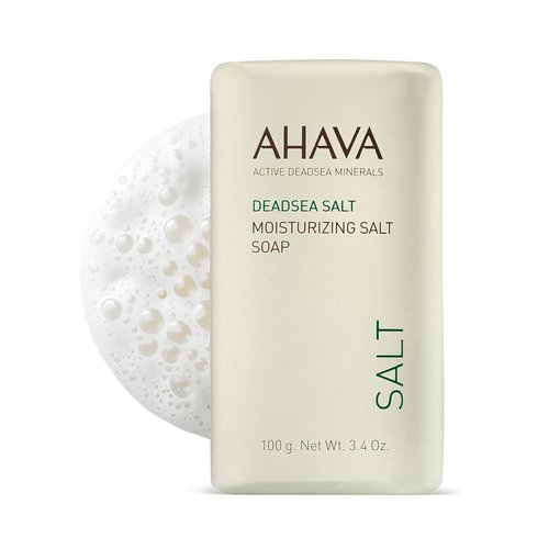 AHAVA Moisturizing Dead Sea Salt Soap - Nourishing Face & Body Cleansing Bar with Mineral Blend, 3.4 Oz