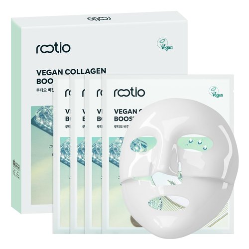 ROOTIO Vegan Collagen Deep Boosting Mask, Hydrating Overnight Face Mask, Pore Minimizing, Elasticity, Firming, Sleeping Hydrogel Mask for Glass Skin, Korean Skincare (1.41oz x 4ea)