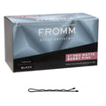 Fromm 2 Matte Black Bobby Pins - Crimped Non-Slip Hair Pins for All-Day Hold | 600-Pack for Updos & Flyaways