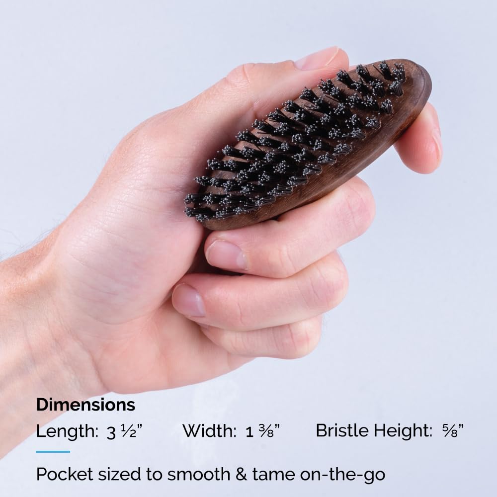 ZEUS Vegan Pocket Beard Brush, Soft Bristle & Animal-Free Grooming Brush for Taming & Styling Beard – Made in Germany (N73)