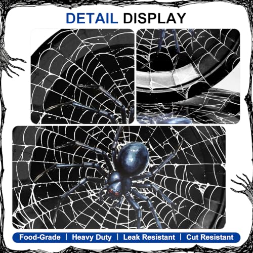 50 Pack Halloween Spider Web Dessert Plates - 7 Inch Disposable Party Tableware